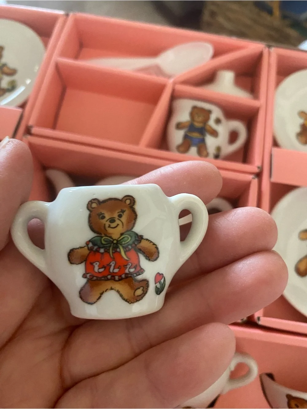 Vintage 70s Teddy Bear Mini Tea Set 16pc Boxed Cottagecore Kidcore country Gifts